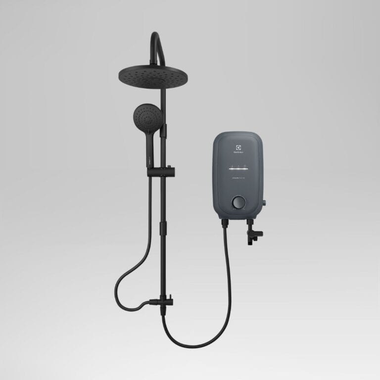 ELECTROLUX ELECTRIC INSTANT WATER HEATER 3.6KW COMFORT FLOW TANK DC PUMP WITH RAINSHOWER BLACK